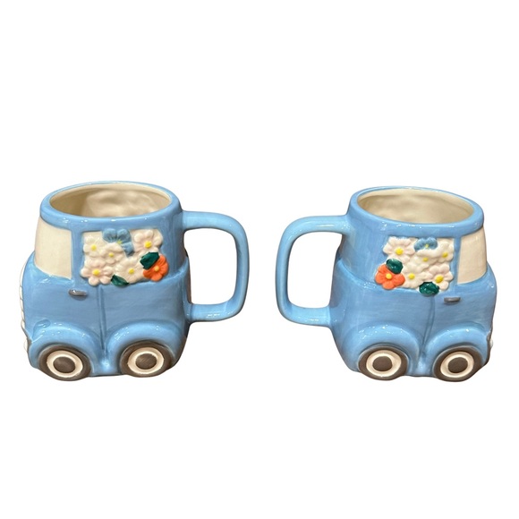 Blake & Belle Blue Floral Truck Coffee Mug Set of Two - Picture 5 of 9
